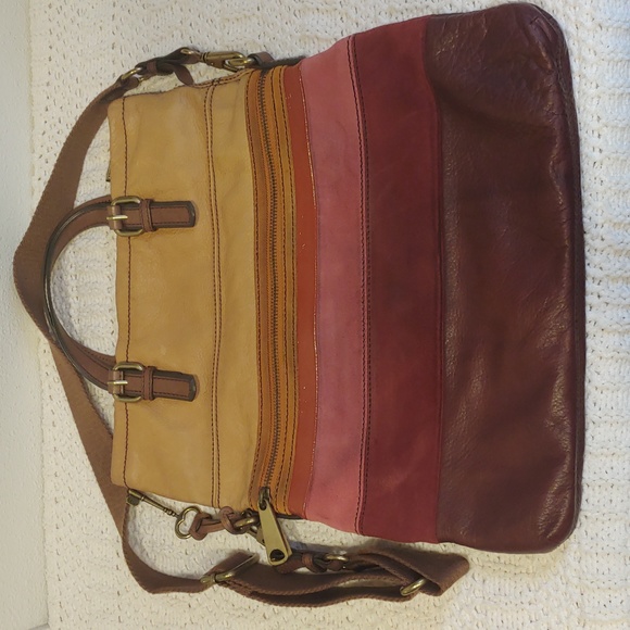 Fossil Explorer XL Bag Leather Multi Color Crossbody Folder Over Top - Picture 6 of 11